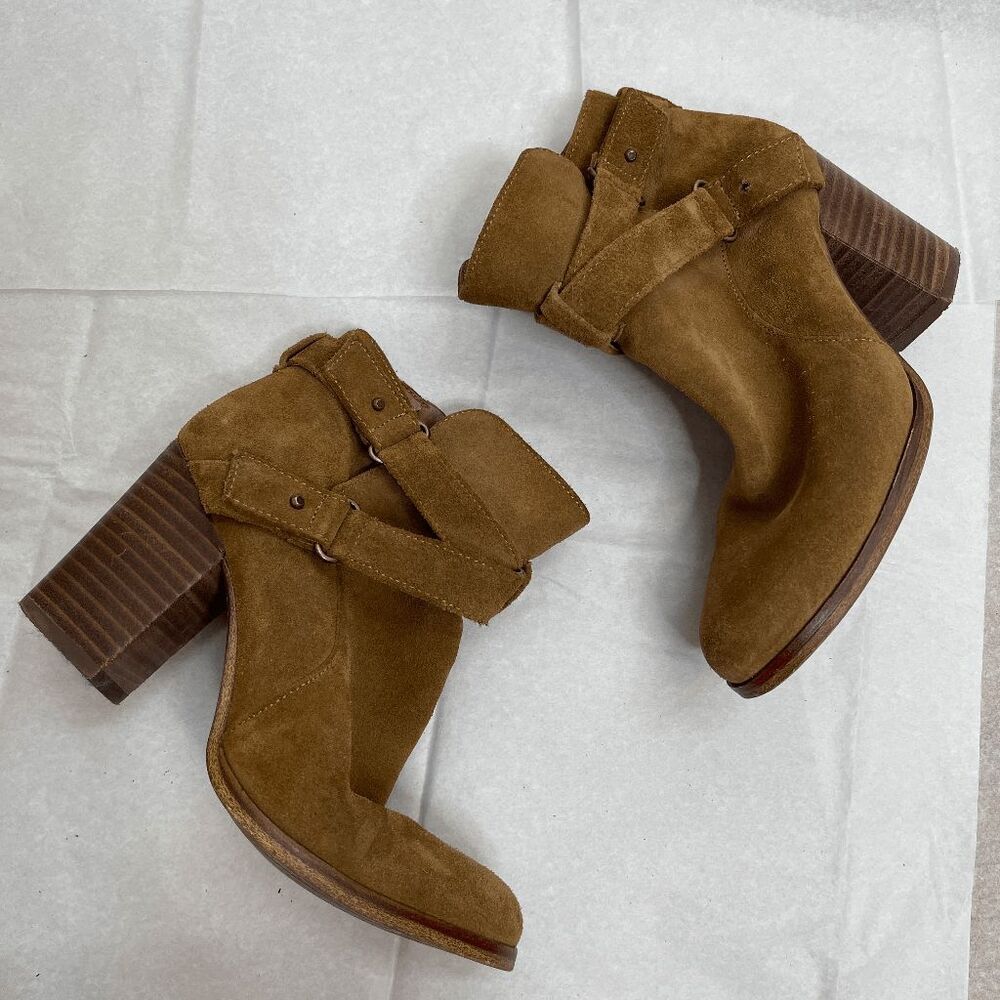 GB‎ Suede Leather Ankle Boots Tan Brown Boho Western Size 6M